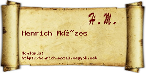 Henrich Mózes névjegykártya
