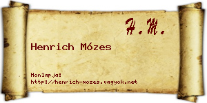 Henrich Mózes névjegykártya